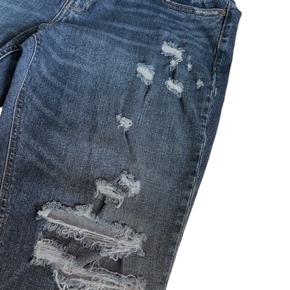 Old Navy Blue Mid-Rise Boyfriend Straight Ripped Jeans Size 16 - Picture 6 of 9